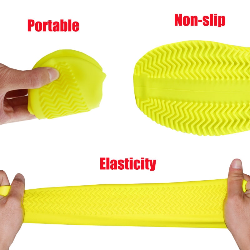 1 Pair Waterproof Non-Slip Silicone Shoe Cover High Elastic Wear Resistant Unisex Shoe Cover