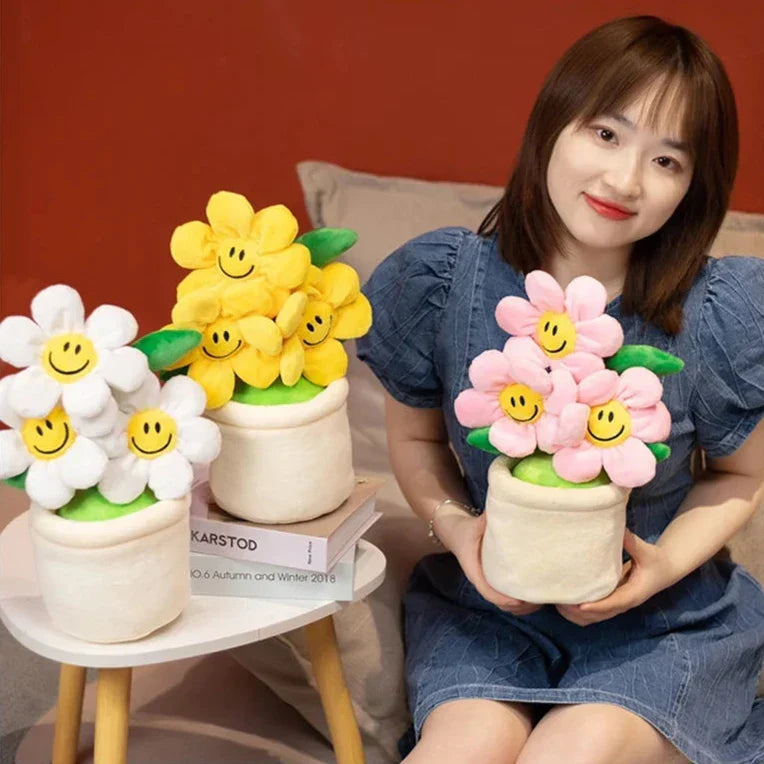 Cheerful Sunflower Plush Flowerpot Companion