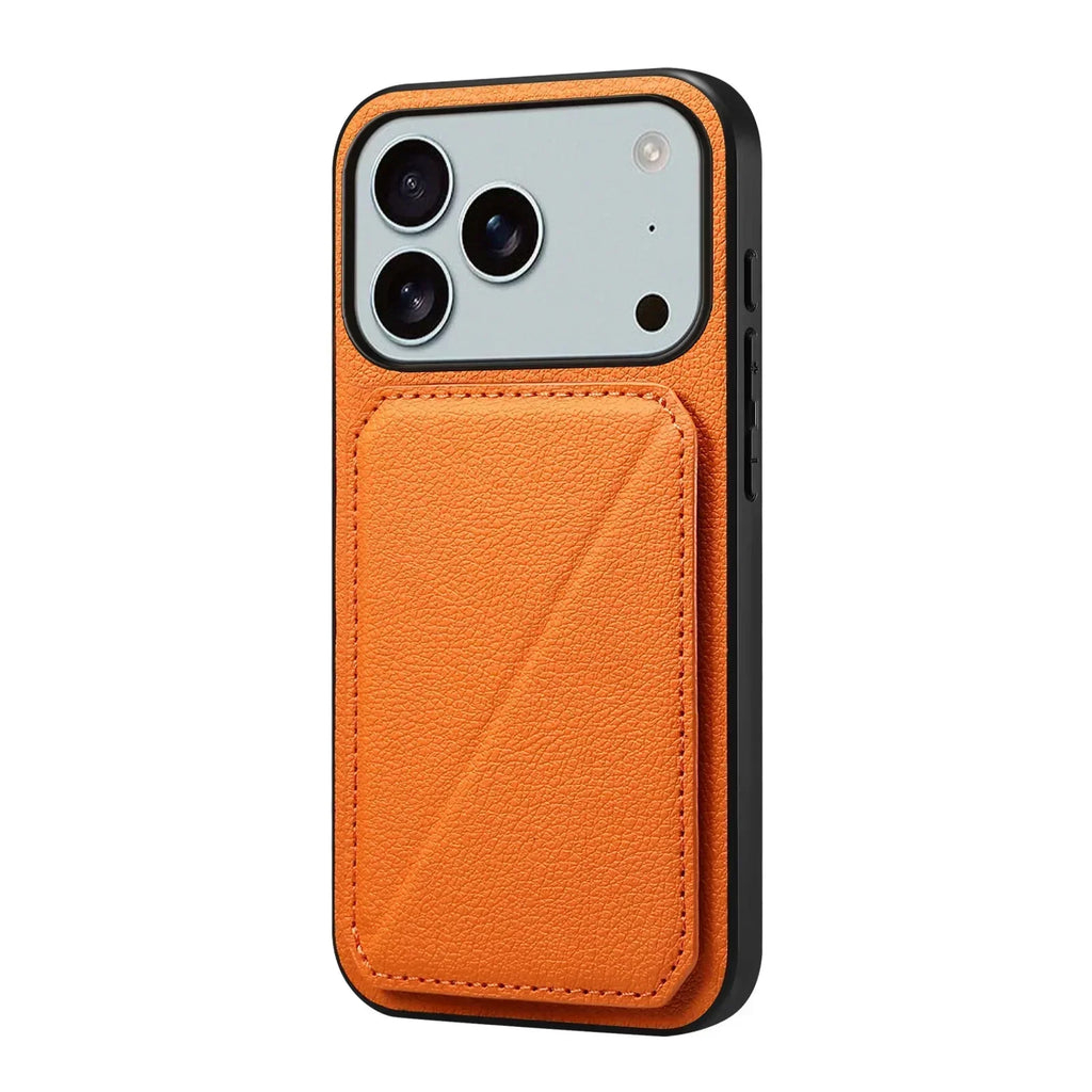 Leather Phone Case Invisible Bracket Card Holder For Cover For iPhone 17/ 16/ 15/ 14