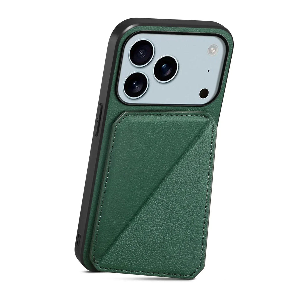 Leather Phone Case Invisible Bracket Card Holder For Cover For iPhone 17/ 16/ 15/ 14