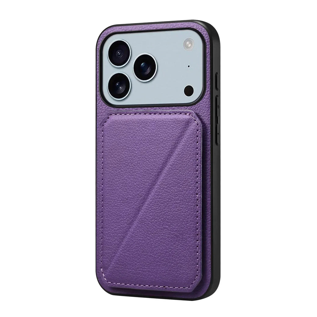 Leather Phone Case Invisible Bracket Card Holder For Cover For iPhone 17/ 16/ 15/ 14
