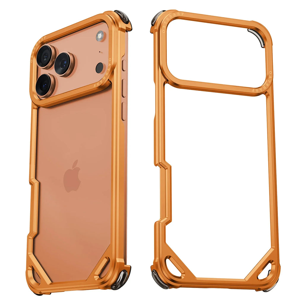 Rahmenlose Metall-Schutzhülle Stoßfeste Handyhülle Aluminiumlegierung Anti-Drop-Gehäuse für iPhone 17 / 16 / 15 / 14