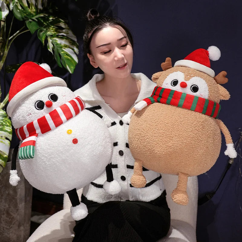 Adorable Plush Holiday Friends: Chubby Christmas Tree, Reindeer, Santa, and Snowman!