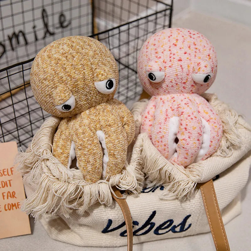 Adorable Pink and Brown Plush Octopus - Funny and Cuddly!