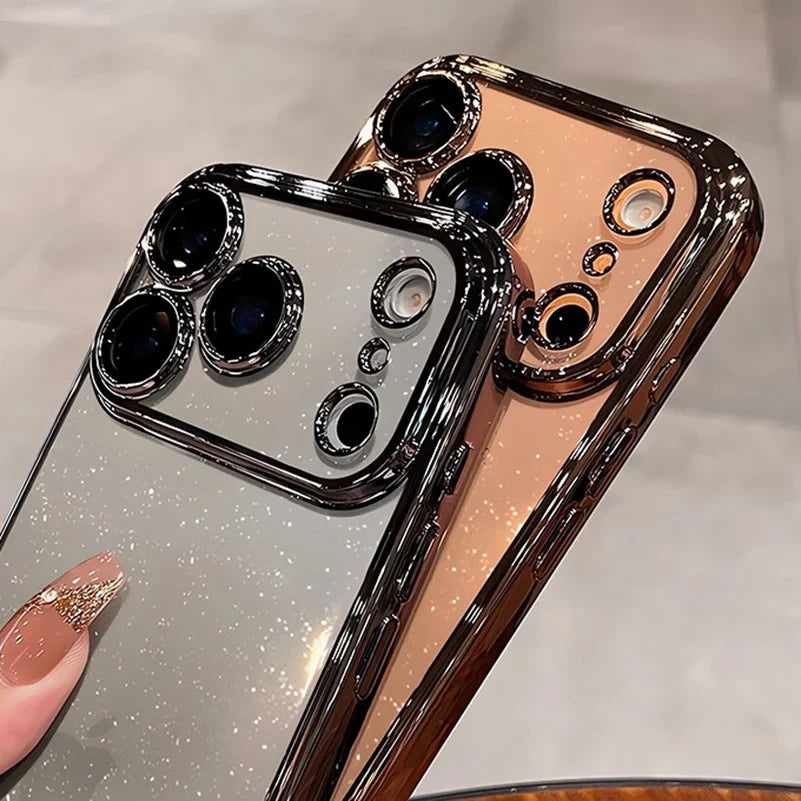 Luxury Glitter Hard Plating Clear Case for iPhone 14 15 16 17