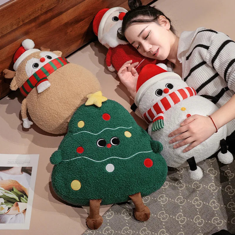 Adorable Plush Christmas Companions: Chubby Reindeer, Santa, and Snowman!