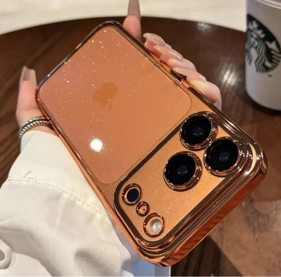 Luxury Glitter Hard Plating Clear Case for iPhone 14 15 16 17