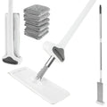 Microfiber Flat Mop 360 ° Rotating Flat Floor Mop Self Wringing Dust Mop with Dewatering Scraper for Kitchen Home Cleaning Mop