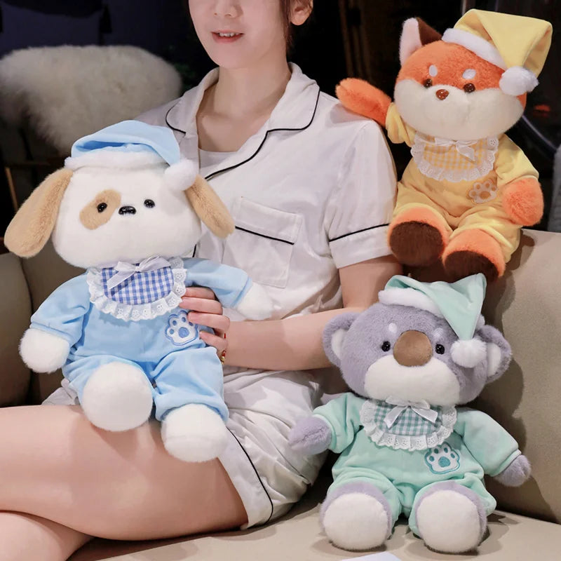 Cozy Bedtime Pajama Party Plushies: Fox, Koala, and Dog Friends!