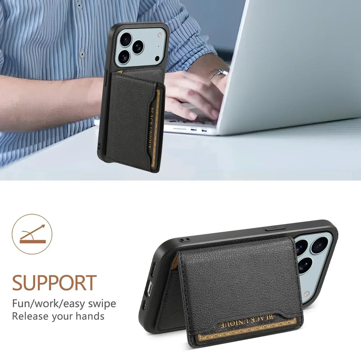Leather Phone Case Magnetic Card Holder For iPhone 17 / 16 / 15 /14