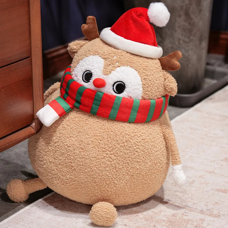 Adorable Plush Holiday Friends: Chubby Christmas Tree, Reindeer, Santa, and Snowman!