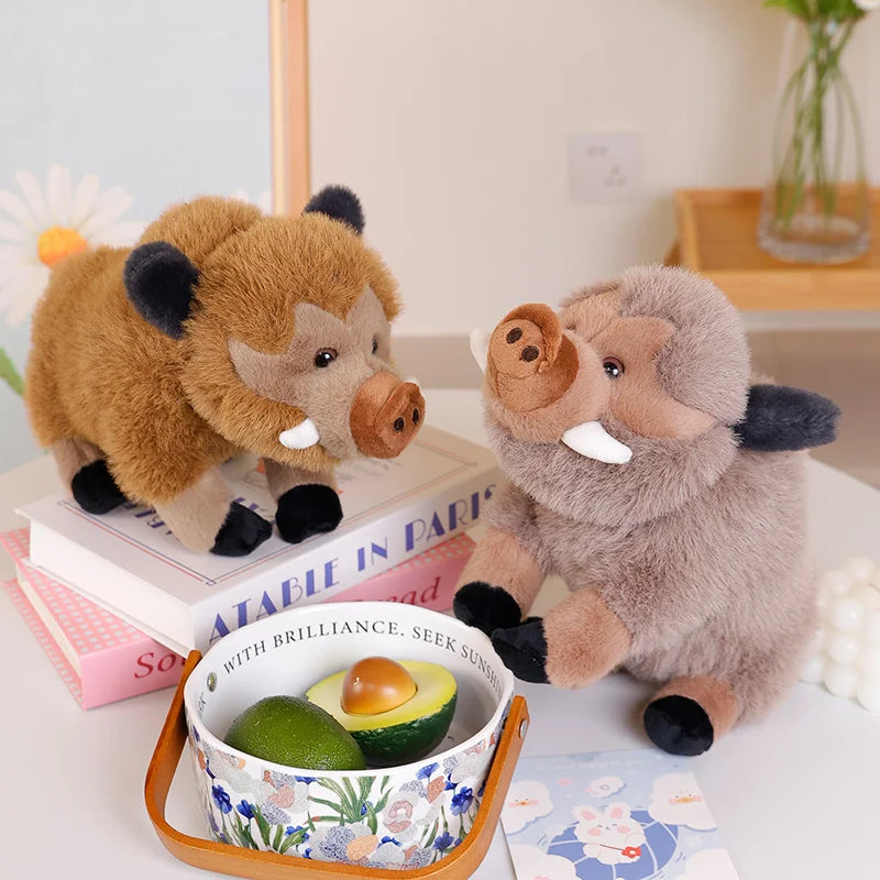 Adorable Fluffy Wild Boar Plush Companion