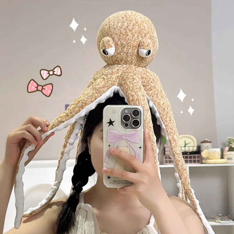 Adorable Pink and Brown Plush Octopus - Funny and Cuddly!