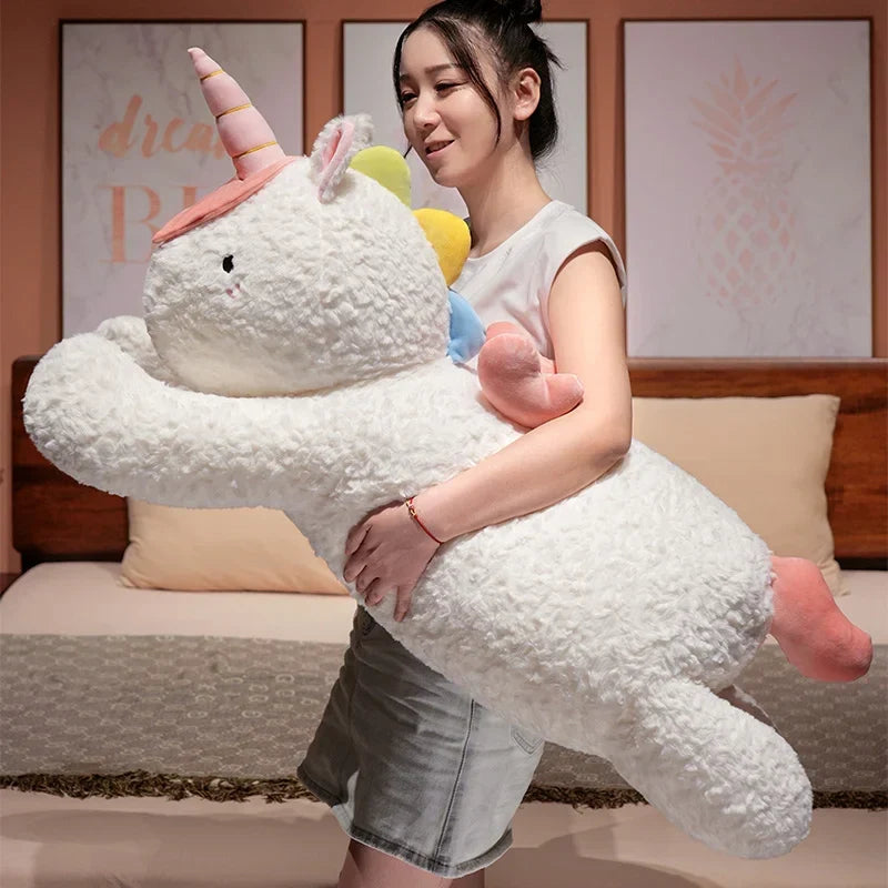 Adorable Oversized Chibi White Unicorn Stuffed Toy