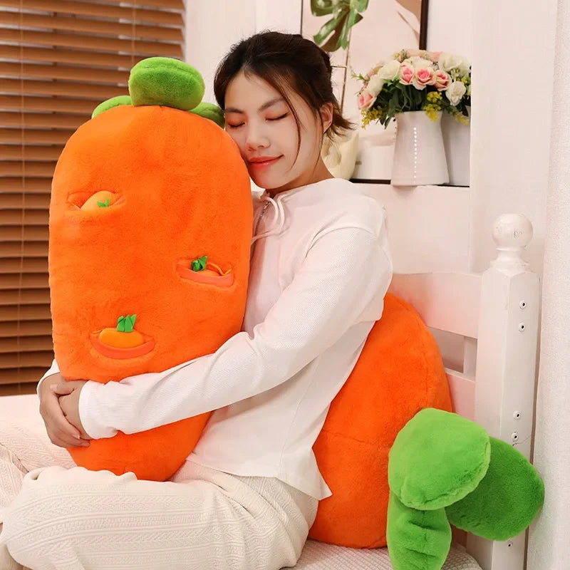 Adorable Fluffy Carrot Plushie with Cute Mini Hanging Carrots