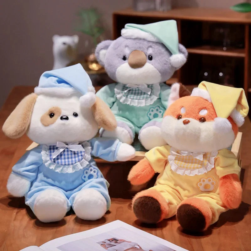 Cozy Bedtime Pajama Party Plushies: Fox, Koala, and Dog Friends!