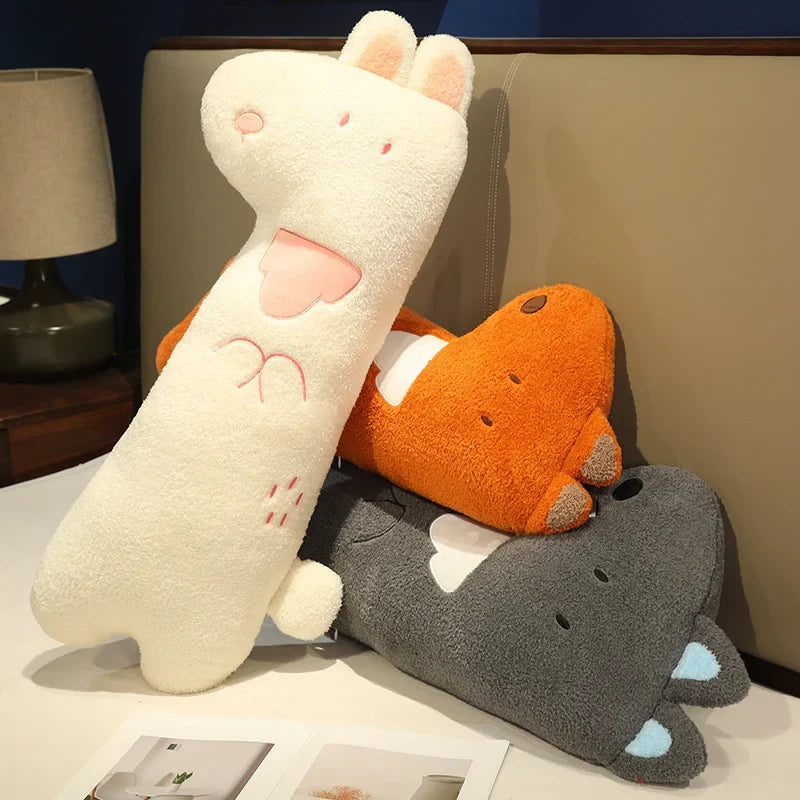 Adorable Cuddly Bunny, Fox, and Wolf Long Pancake Plush Toys