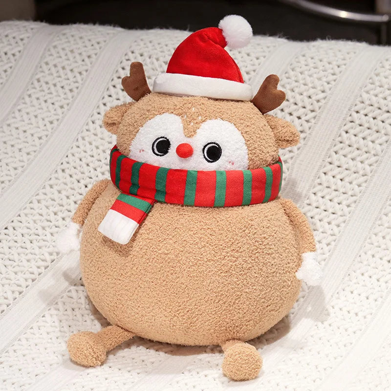 Adorable Plush Holiday Friends: Chubby Christmas Tree, Reindeer, Santa, and Snowman!