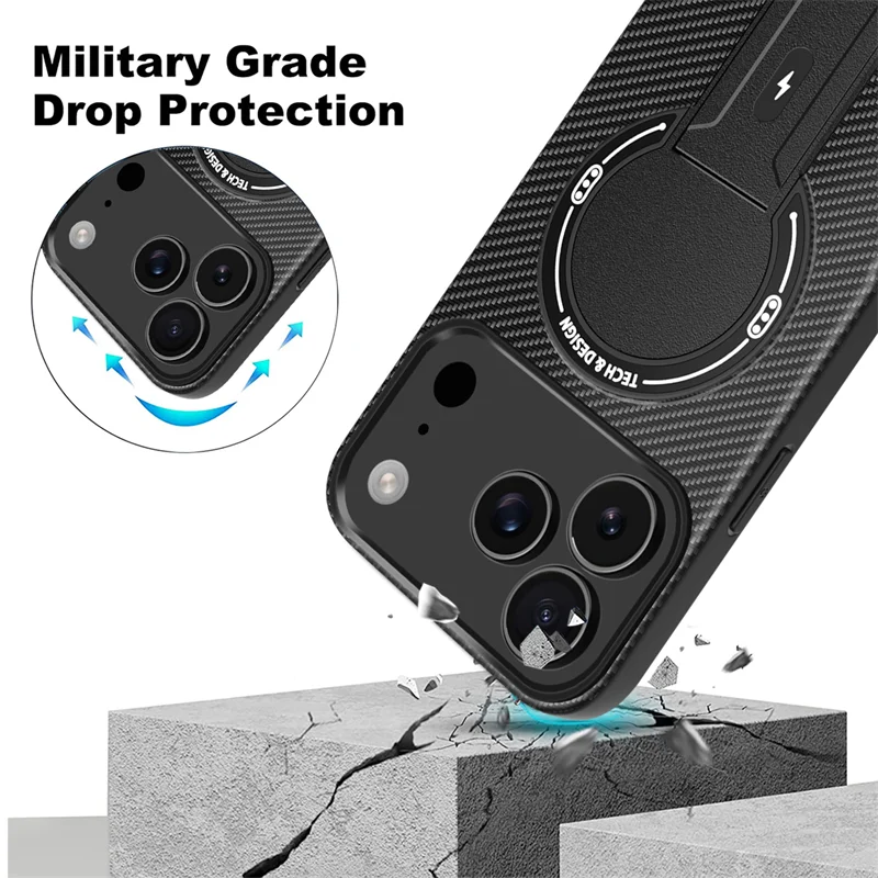 Magnetic Carbon Fiber  Bracket Phone Case For iPhone 17 /16 /15 /14