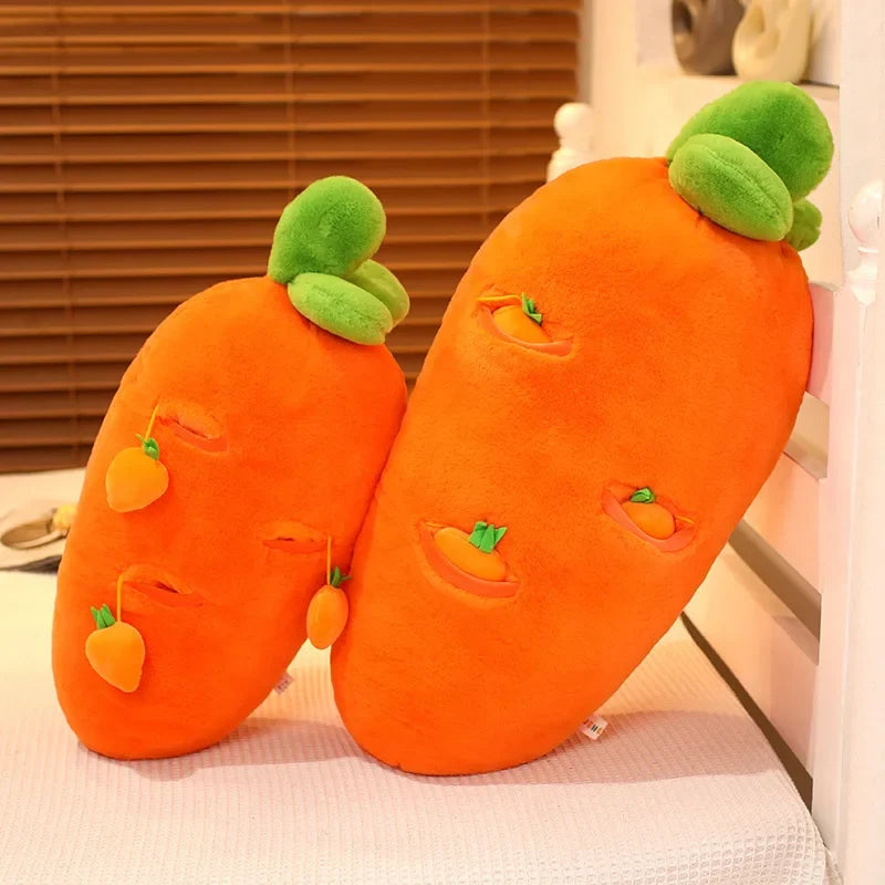 Adorable Fluffy Carrot Plushie with Cute Mini Hanging Carrots
