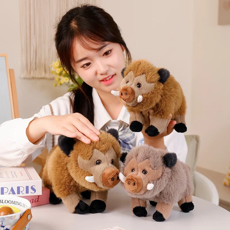 Adorable Fluffy Wild Boar Plush Companion
