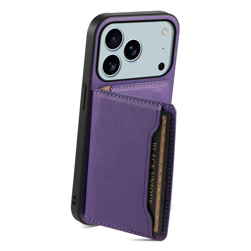 Leather Phone Case Magnetic Card Holder For iPhone 17 / 16 / 15 /14