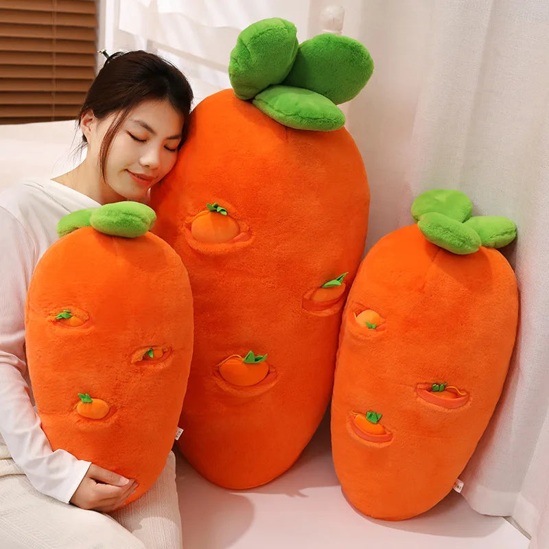 Adorable Fluffy Carrot Plushie with Cute Mini Hanging Carrots