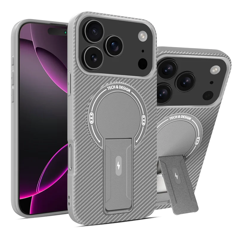 Magnetic Carbon Fiber  Bracket Phone Case For iPhone 17 /16 /15 /14