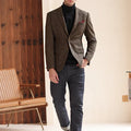 Men's Vintage Tweed Notch Lapel Blazer Jacket