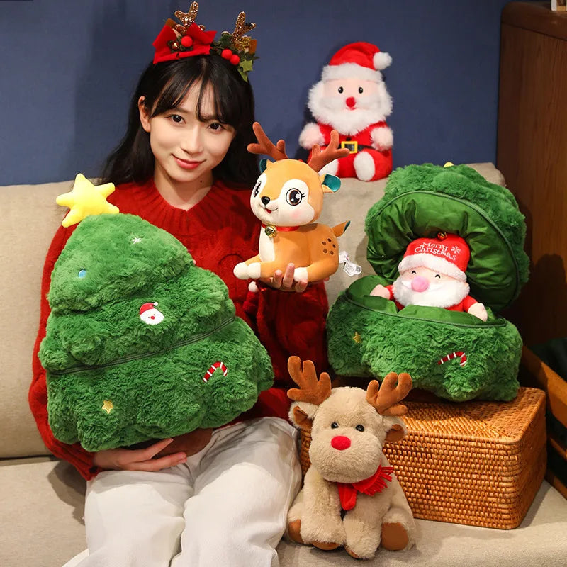 Festive Plushie Collection: Santa, Rudolph, and Christmas Tree Delight!