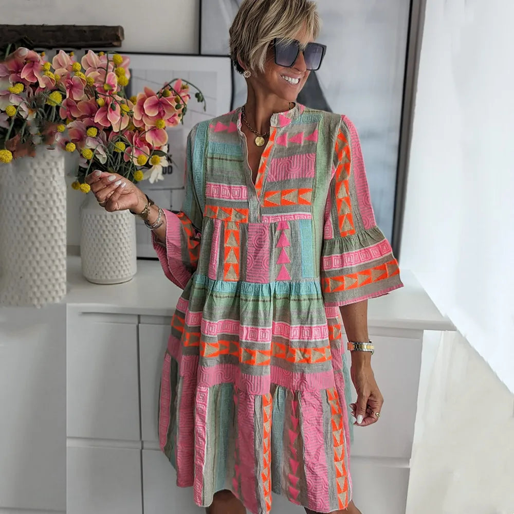 Livia | Elegantes Boho-Kleid mit weiten Ärmeln