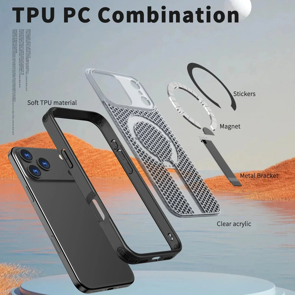 Magnetic Case Anti-drop Heat Dissipation Protective Cover for iPhone 17-18