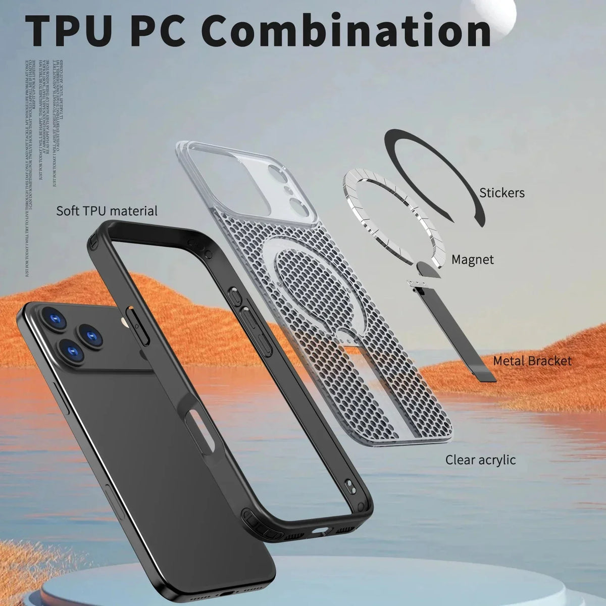 Magnetic Case Anti-drop Heat Dissipation Protective Cover for iPhone 17-18