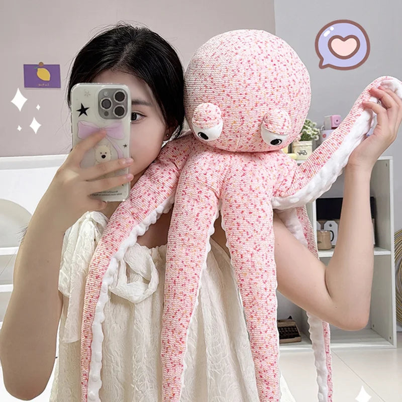 Adorable Pink and Brown Plush Octopus - Funny and Cuddly!