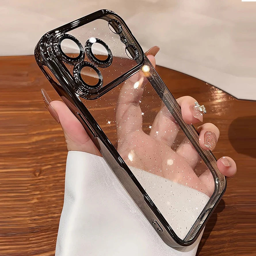 Ultra Thin Slim Transparent Glitter PC Case for iPhone 17 16 15 14