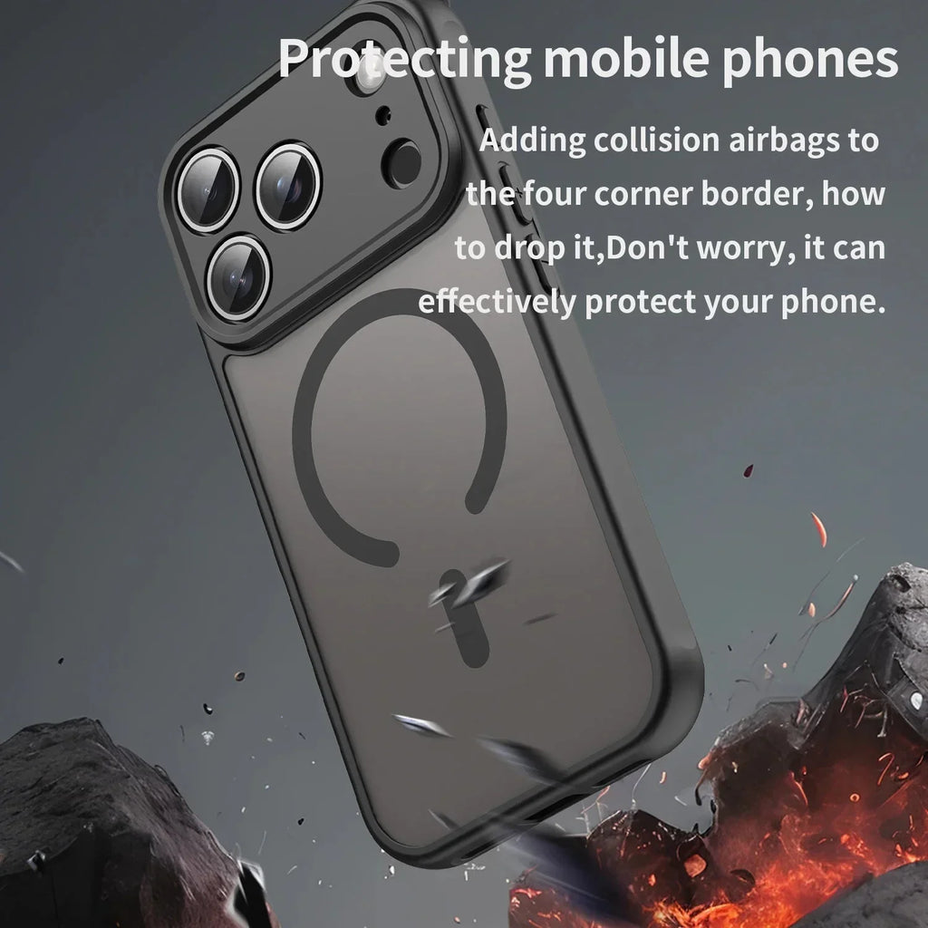 Shockproof Skin feel Matte Translucent Magnetic Case For iPhone 12-18 Pro & Pro Max