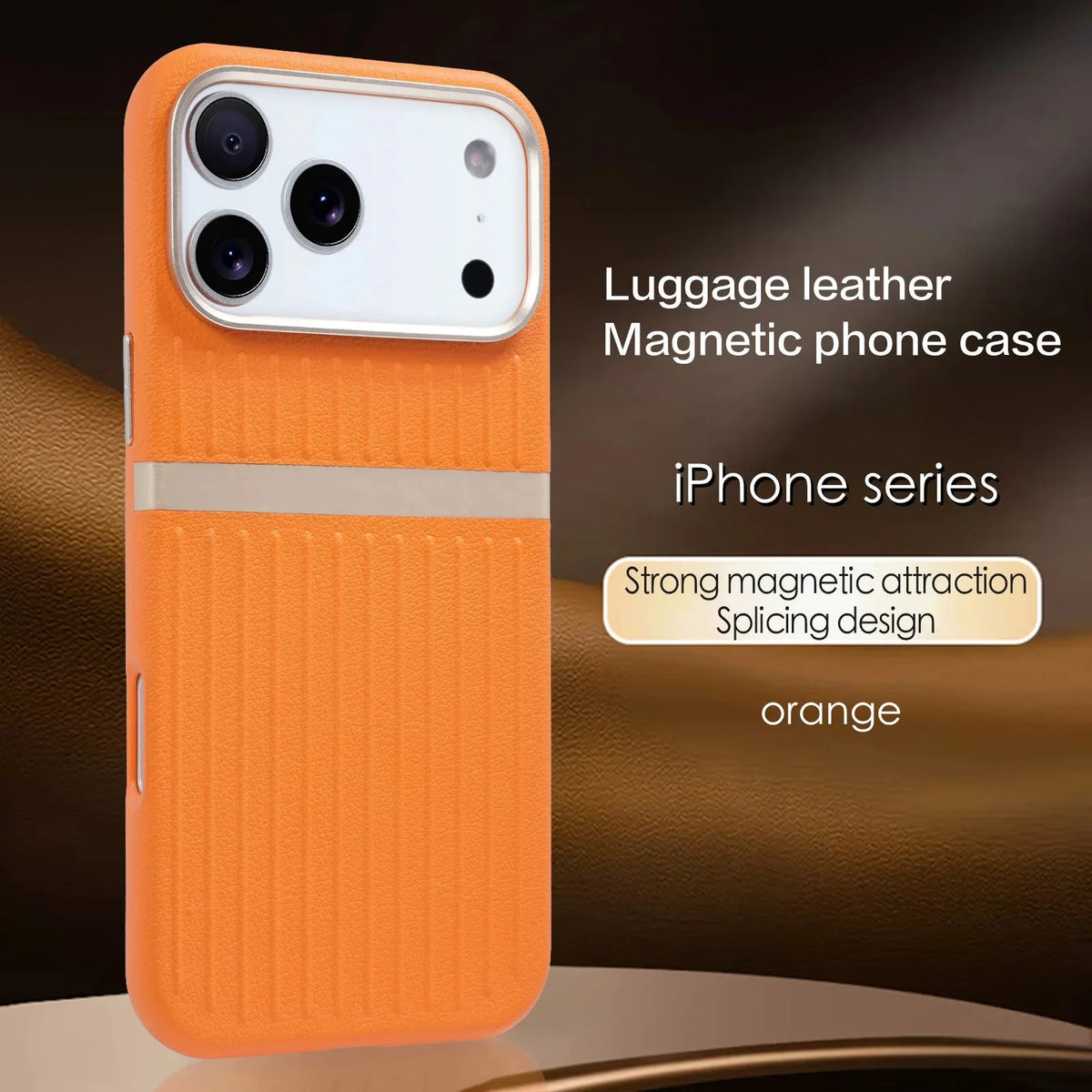 Suitcase Style Case Strong Magnet Embossed Textured Leather For iPhone 17 16 15 14 13