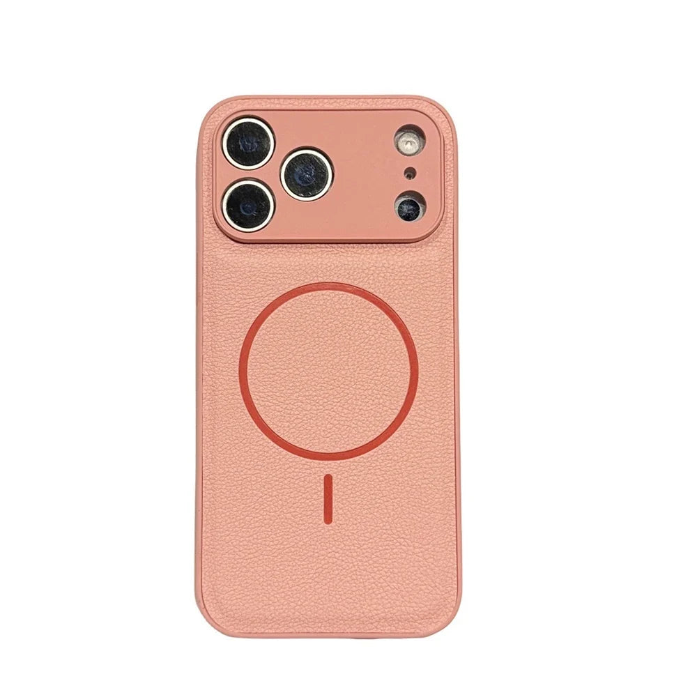 Matte Solid Color Leather Magnetic Case For iPhone 17 / 16 / 15 / 14