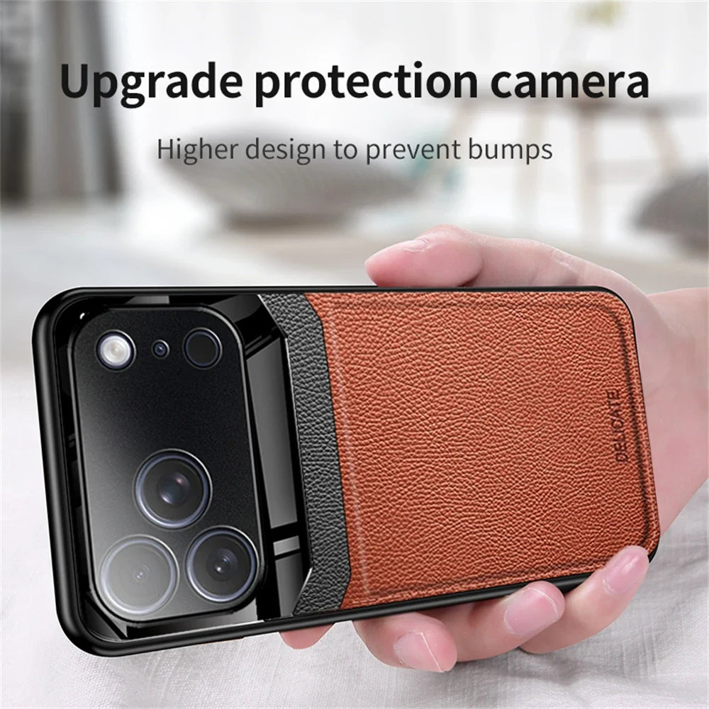 Luxury Hight Leather Shockproof Case with Camera Protect Phone Cover For iPhone 17/ 16/ 15/ 14