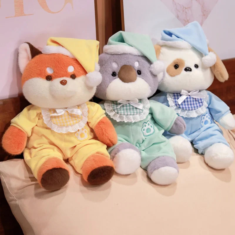 Cozy Bedtime Pajama Party Plushies: Fox, Koala, and Dog Friends!