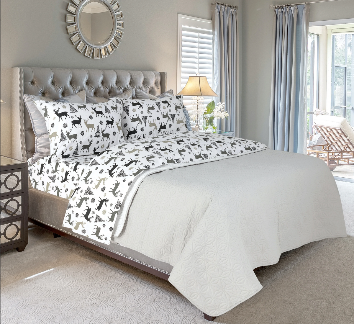 Bibb Home 4 Piece Printed or Solid Heavyweight Flannel Sheet Set