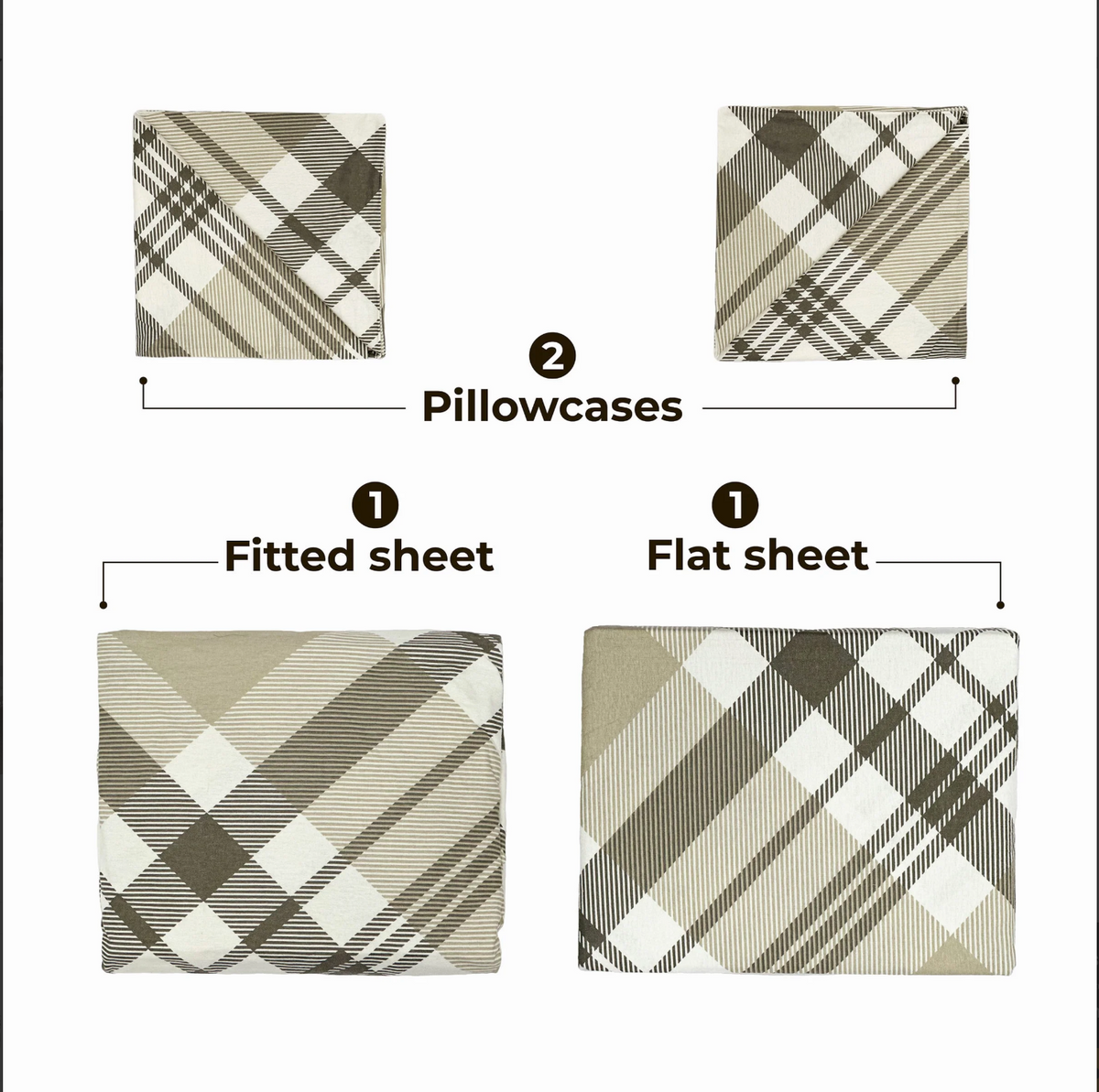 Bibb Home 4 Piece Printed or Solid Heavyweight Flannel Sheet Set