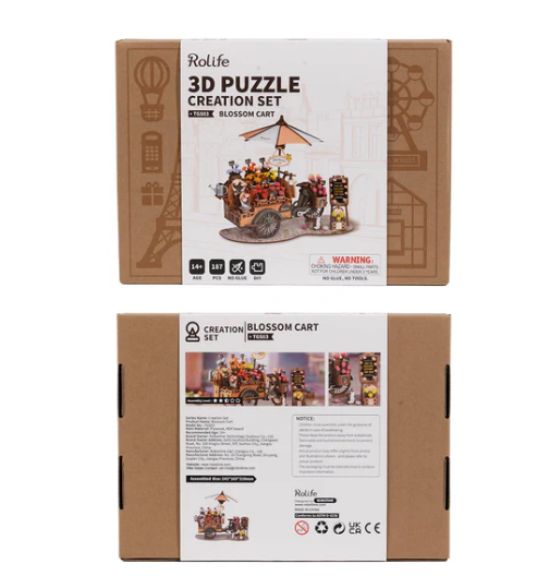 Robotime Rolife 3D Wooden Puzzle Blossom Cart