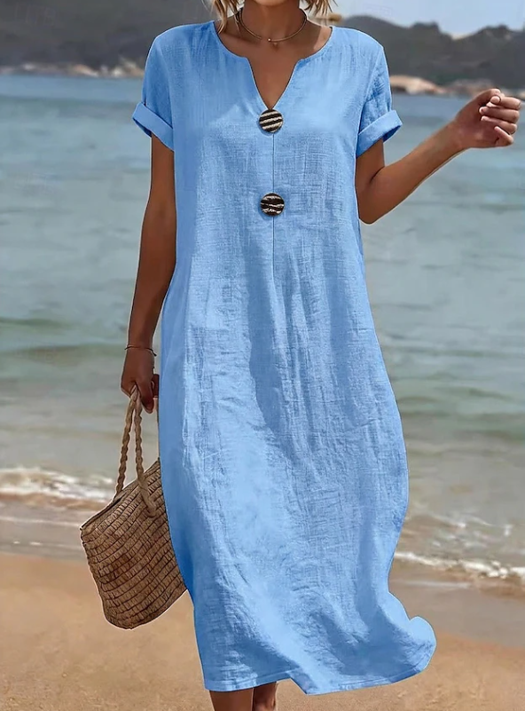 Liana | Lässiges Maxi-Strandkleid mit Knöpfen