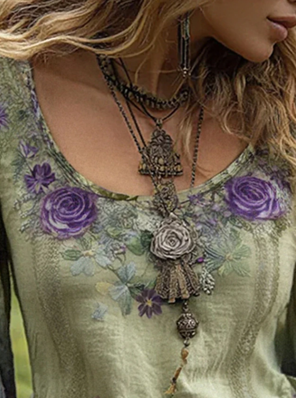Seraphina | Boho-Bluse mit Blumenmuster und langen Ärmeln