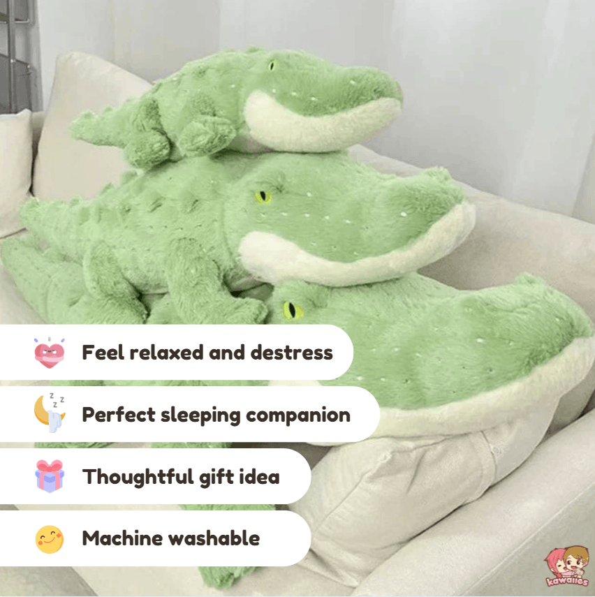 Soft Fluffy Green Crocodile Plush Toy
