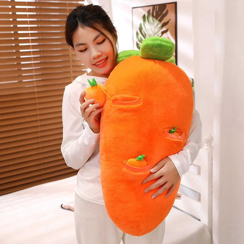 Adorable Fluffy Carrot Plushie with Cute Mini Hanging Carrots