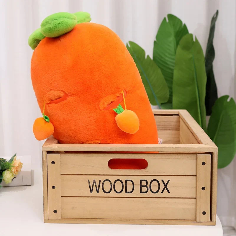 Adorable Fluffy Carrot Plushie with Cute Mini Hanging Carrots