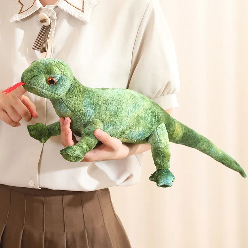 Vibrant Lifelike Orange, Green, and Brown Lizard Plush Toy