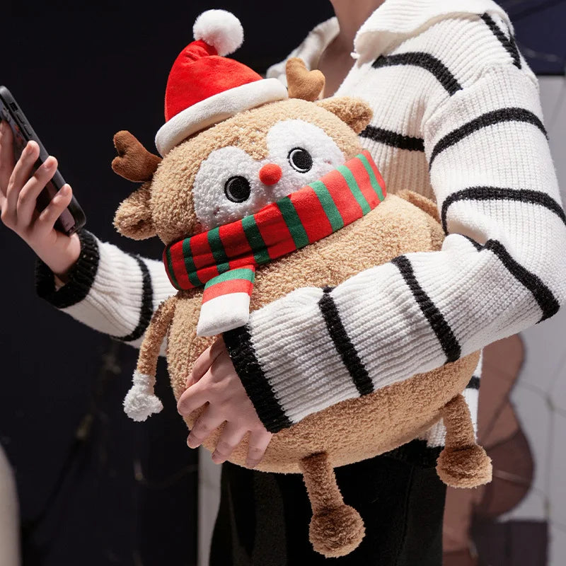 Adorable Plush Holiday Friends: Chubby Christmas Tree, Reindeer, Santa, and Snowman!